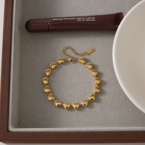 Bracelet Chaîne Femme En Acier Inoxydable Étanche Couleur Or Avec Motif Cœur h5 Image4
