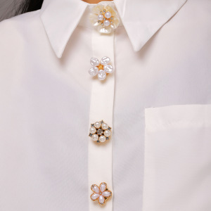 Boutons De Manchette Simple Series Daily Flower En Alliage, Strass Et Perles Artificielles h5 Image2