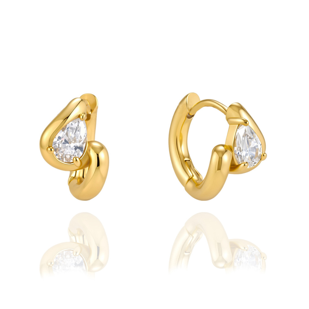 Boucles D'Oreilles Créoles Pour Femmes, Collection Luxueuse, Forme Irrégulière Décontractée, En Acier Inoxydable Étanche, Couleur Or Image5