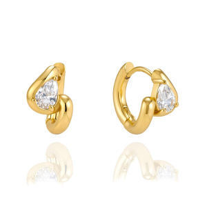 Boucles D'Oreilles Créoles Pour Femmes, Collection Luxueuse, Forme Irrégulière Décontractée, En Acier Inoxydable Étanche, Couleur Or h5 Image5