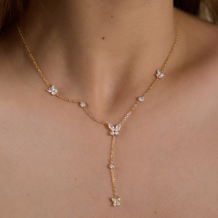 Colliers pendentifs pour femmes, collection romantique, avec pendentif papillon doux en acier inoxydable, couleur or et zircon, étanches.