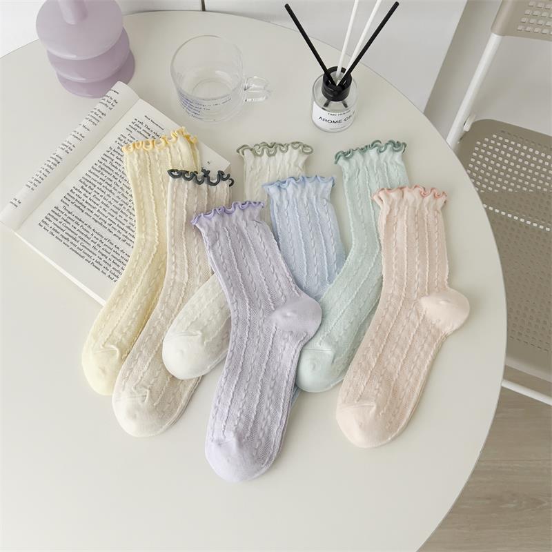 Chaussettes Mi-Mollet Basiques À Rebond Léger, Couleur Unie h5Image2