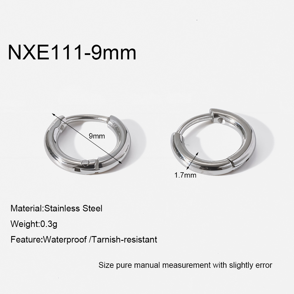 Boucles D'Oreilles Créoles Simple Base Daily Circle En Acier Inoxydable Étanches Pour Femmes 