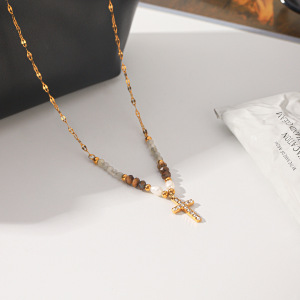 Colliers De Perles Pour Femmes En Acier Inoxydable, Étanches, Couleur Or Et Zircon h5 Image3