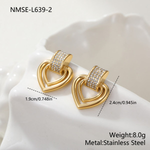 Boucles D'Oreilles Pendantes Simple Series Daily Heart Pour Femmes, En Acier Inoxydable Doré, Étanches. h5 
