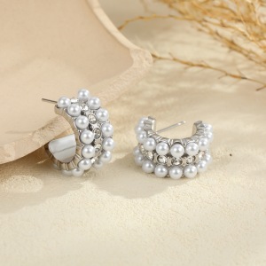 Boucles D'Oreilles Clous Imperméables En Acier Inoxydable, Forme Irrégulière, Collection Simple Series Daily h5 Image4
