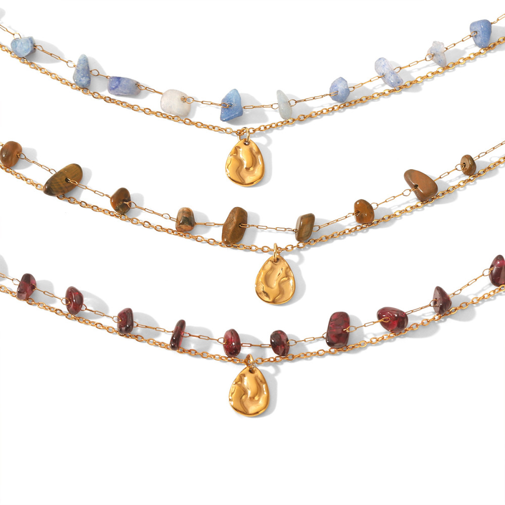 Bracelet À Perles Pour Femme, Forme Irrégulière, En Acier Inoxydable, Étanche, Couleur Or, Collection Simple Series. Image6