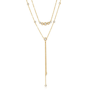 Colliers Superposés Pour Femmes, Collection Simple Series Daily Tassel Chain, En Acier Inoxydable, Couleur Or, Avec Zircon, Étanches. h5 Image5