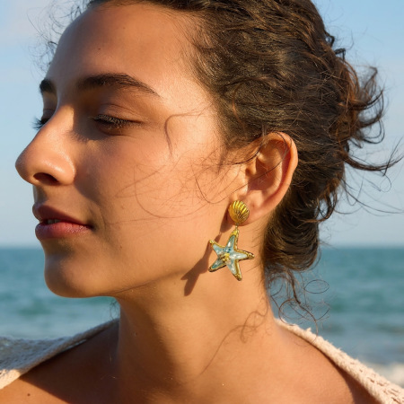 Ensembles de bijoux pour femmes en acier inoxydable doré, élégants et de style océanique, avec étoiles de mer, collection romantique 2