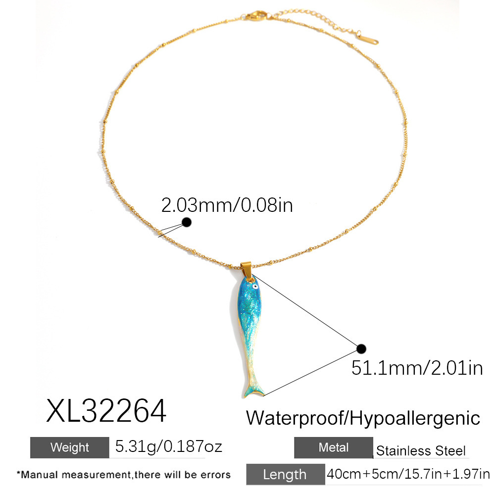 Colliers Pendentifs Romantiques Pour Femmes, En Acier Inoxydable, Couleur Or, Avec Pendentif Poisson Mignon En Forme De Chaîne.