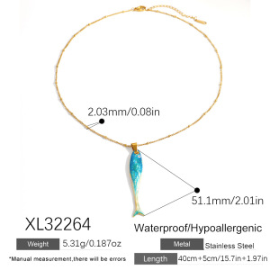 Colliers Pendentifs Romantiques Pour Femmes, En Acier Inoxydable, Couleur Or, Avec Pendentif Poisson Mignon En Forme De Chaîne. h5