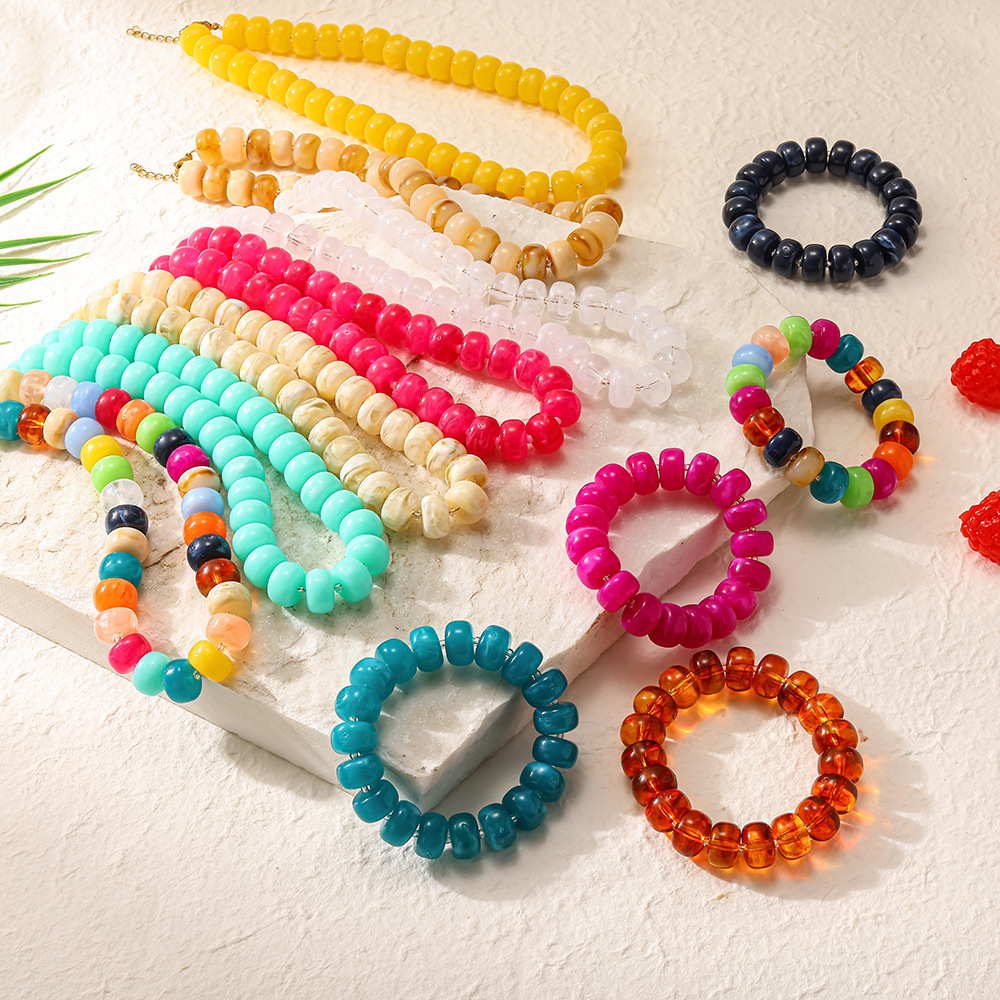 Ensembles De Bijoux Pour Femmes En Perles De Vacances De La Série Ethnique, En Acrylique Doré Image3