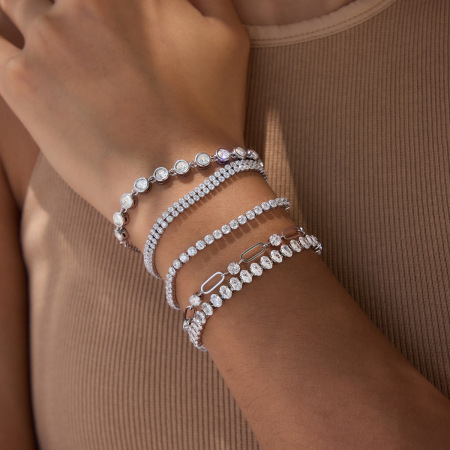Bracelet à maillons simple en acier inoxydable imperméable avec zircon pour femme, collection Luxueuse 2