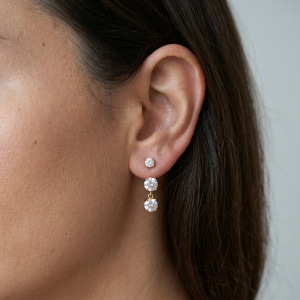 Boucles D'Oreilles Pendantes Pour Femme, Simples Et Rondes, En Acier Inoxydable, Étanches, Couleur Or, Avec Zircon. h5 Image4