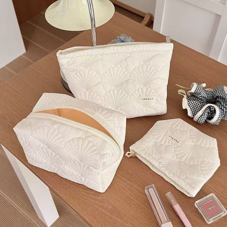 Trousse de maquillage pour femme Simple Series Daily Color Solide Style Océanique en toile coquillage