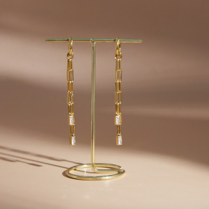 Boucles D'Oreilles Pendantes Pour Femme, Élégantes, À Pompon, En Acier Inoxydable, Couleur Or, De La Collection Simple Series. h5 Image4