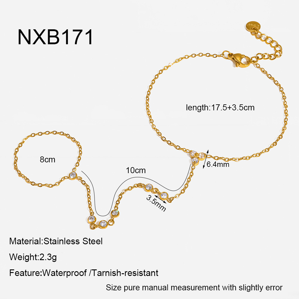 Chaîne Élégante En Acier Inoxydable Étanche Couleur Or Avec Zircon Pour Femme 