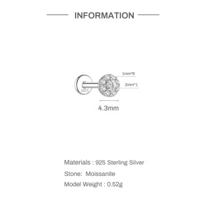 Boucles D'Oreilles Élégantes En Moissanite, Plaquées Platine Et Serties Sur De L'Argent Sterling 925. h5