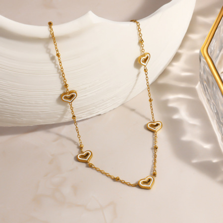 Collier chaîne cœur élégant et simple en acier inoxydable étanche couleur or pour femme 2