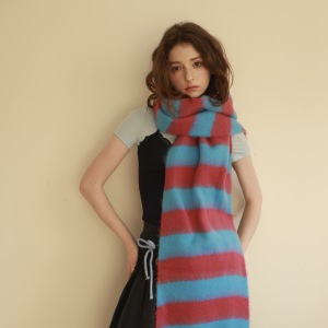 Écharpes D'Hiver Simple Series Daily Stripe À Pompons, Coloris Mélangés, En Laine Et Polyester h5 Image4