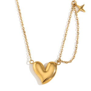 Colliers Pendentifs Pour Femmes En Acier Inoxydable, Motif Cœur Simple Et Étanche h5 Image4