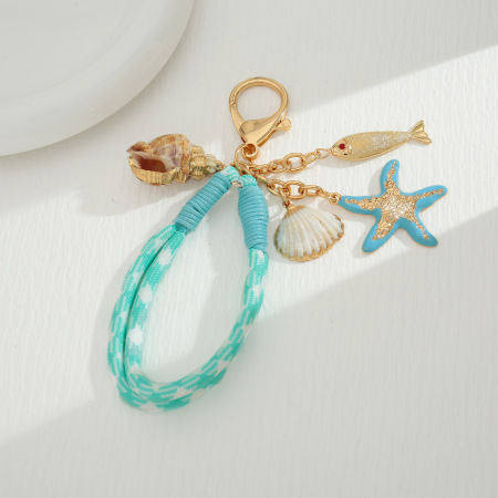 Porte-clés en alliage coquillages et étoiles de mer, style océanique décontracté, collection romantique