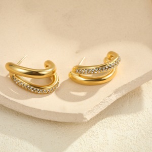 Boucles D'Oreilles Clous Imperméables En Acier Inoxydable, Forme Irrégulière, Collection Simple Series Daily h5 Image2