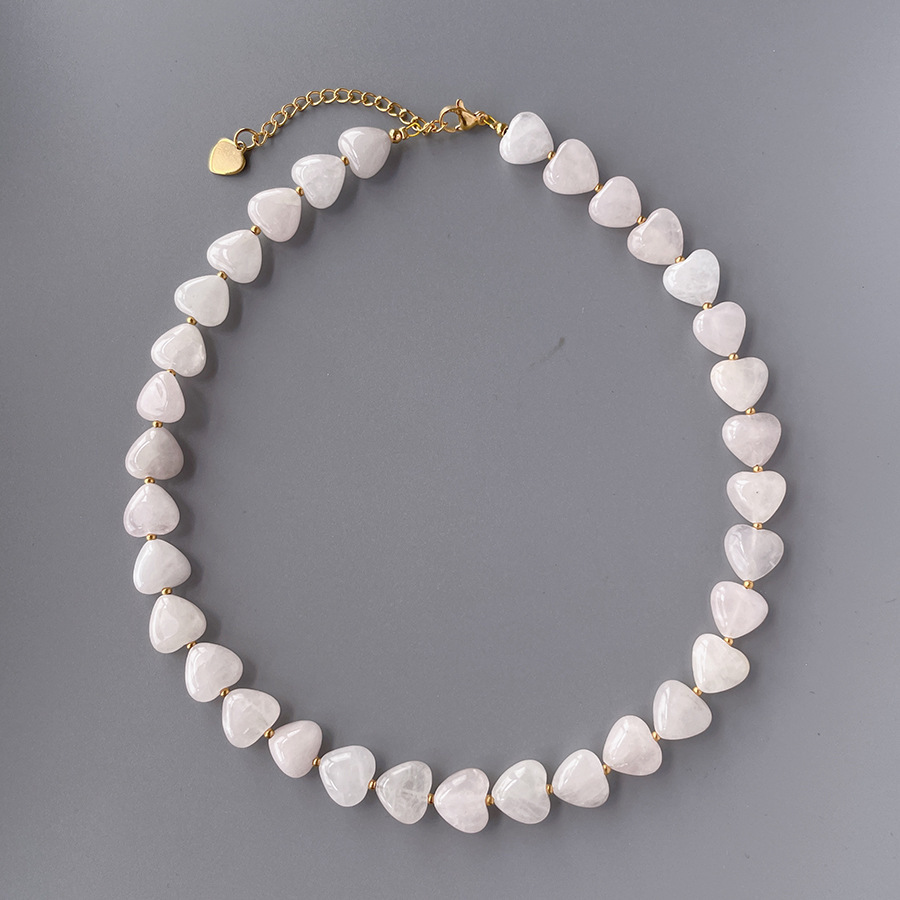 Ensembles De Colliers Pour Femmes En Pierres Naturelles Et Motif Cœur Simple Image5