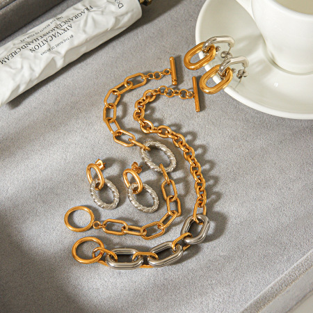 Bracelet chaîne simple en acier inoxydable doré et argenté, étanche, pour femme.