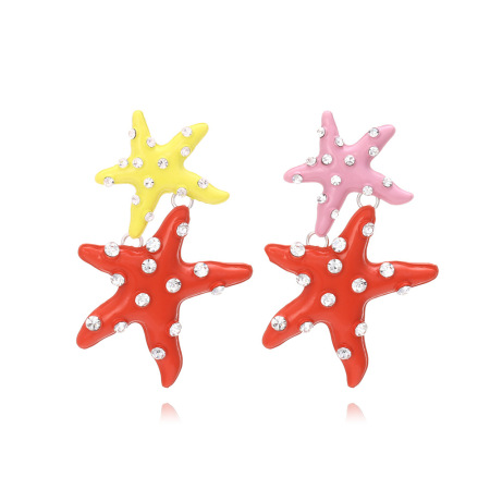 Boucles d'oreilles pendantes pour femme, style océanique, en alliage et strass, motif étoile de mer