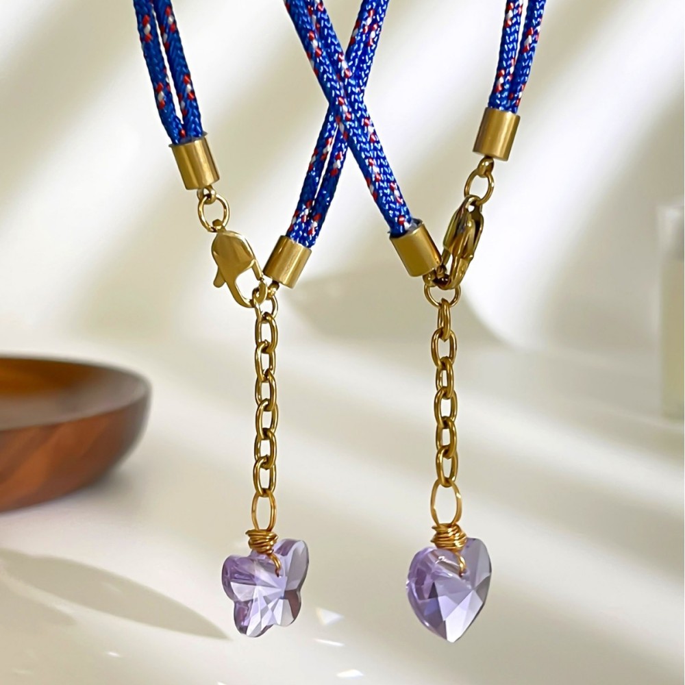 Colliers Pendentifs Pour Femmes En Corde Tressée Couleur Or Avec Cœur Glacé Image2