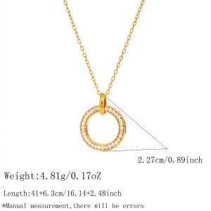 Colliers À Maillons Pour Femmes, En Acier Inoxydable, Couleur Or, Avec Zircon, Collection Simple Series Daily Circle h5 