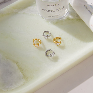 Boucles D'Oreilles Créoles Pour Femmes, Collection Luxueuse, Forme Irrégulière Décontractée, En Acier Inoxydable Étanche, Couleur Or h5 Image4