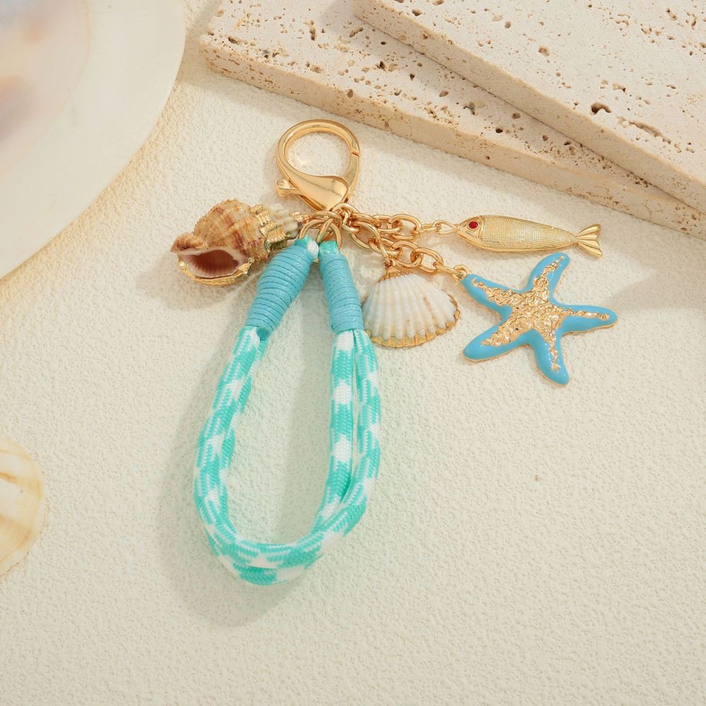 Porte-Clés En Alliage Coquillages Et Étoiles De Mer, Style Océanique Décontracté, Collection Romantique Image3
