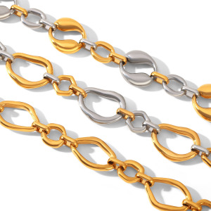 Chaîne Simple Pour Tous Les Jours, En Acier Inoxydable Étanche, Couleur Or Et Argent. Bracelet Chaîne Femme Couleur Or. h5 Image6