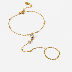 Chaîne De Poignet Pour Femme, Élégante Et Géométrique, En Acier Inoxydable, Couleur Or, Avec Zircon, Étanche. Collection Luxueuse. h5 Image4