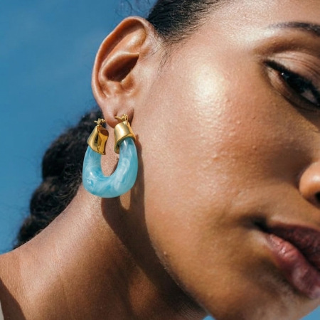 Boucles d'oreilles créoles rétro Simple Series en acier inoxydable étanche couleur or pour femmes 2