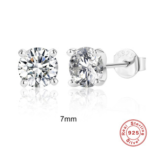 Boucles D'Oreilles En Moissanite S925 Plaqué Platine, Forme Géométrique Classique, Collection Simple Series h5 Image3