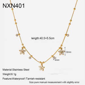 Colliers Pendentifs Élégants Pour Femmes, En Acier Inoxydable, Étanches, Couleur Or, Avec Zircon Et Motif Floral. h5 