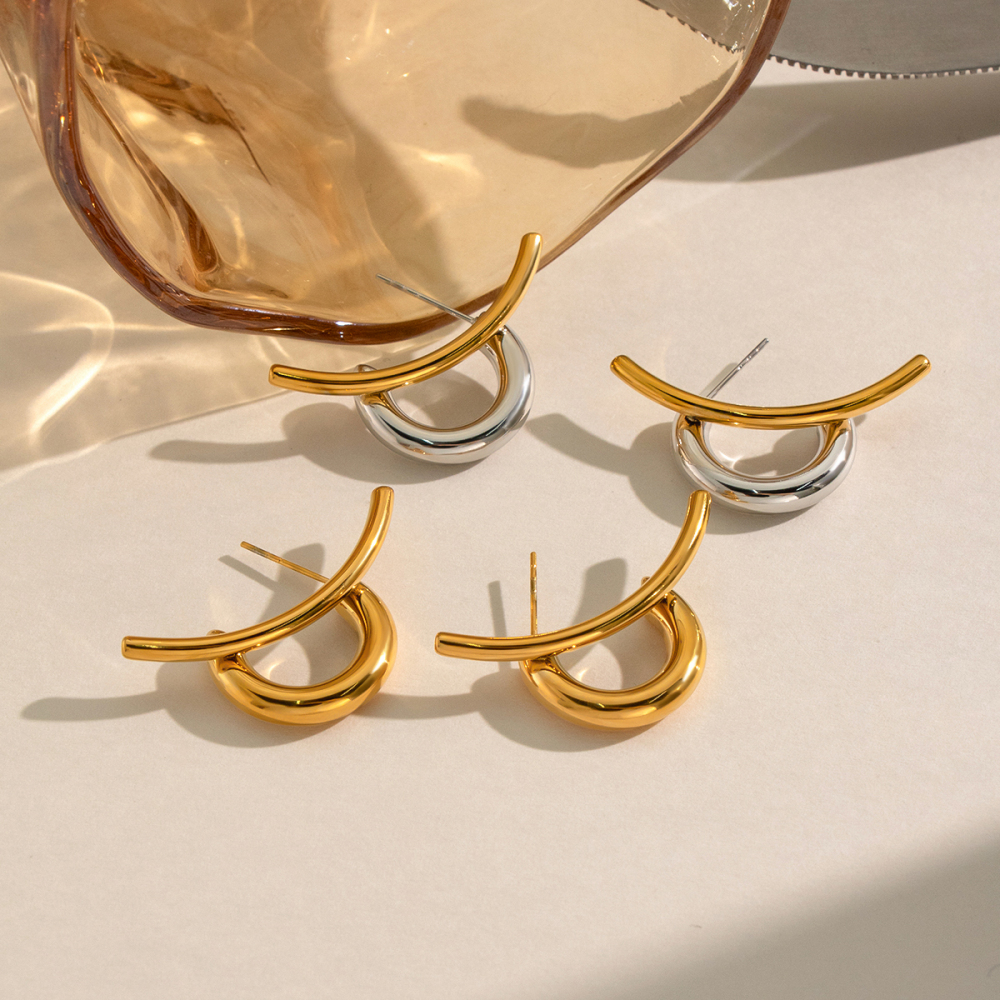 Boucles D'Oreilles Puces Pour Femmes, En Acier Inoxydable Imperméable, Couleur Or, À Porter Au Quotidien Image3