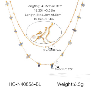 Colliers De Perles Pour Femmes, Collection Simple Series Daily Chain, En Acier Inoxydable, Couleur Or, Étanches, Avec Pierres Naturelles. h5 Image2