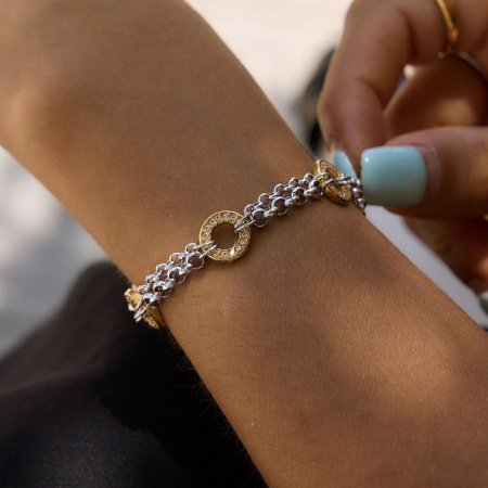 Bracelet chaîne punk en acier inoxydable imperméable avec strass pour femme