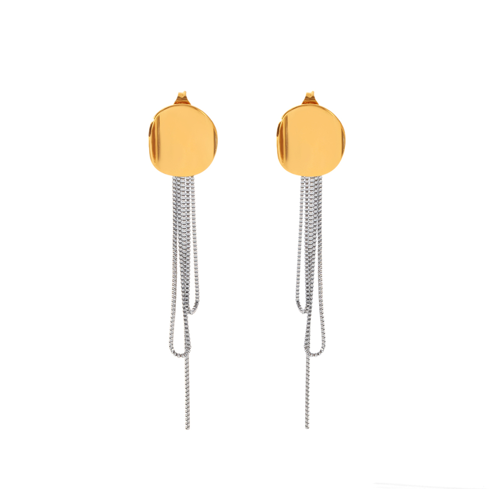 Boucles D'Oreilles Pendantes Pour Femme, Style Géométrique, Avec Pompon Rond, En Acier Inoxydable Étanche, Couleur Or. 