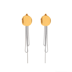 Boucles D'Oreilles Pendantes Pour Femme, Style Géométrique, Avec Pompon Rond, En Acier Inoxydable Étanche, Couleur Or. h5 