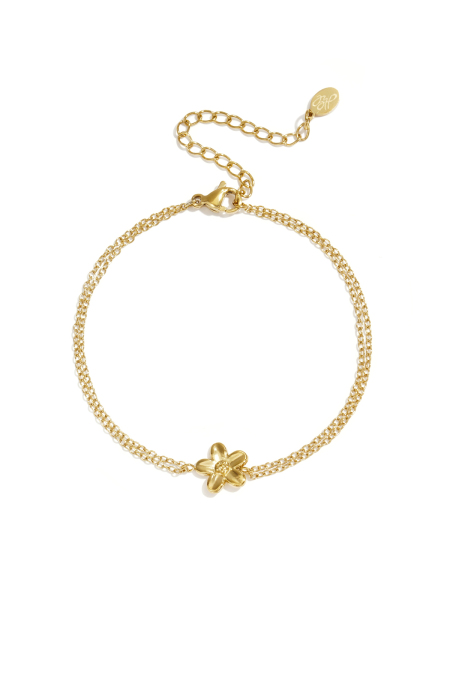Bracelet à double chaîne et petite fleur