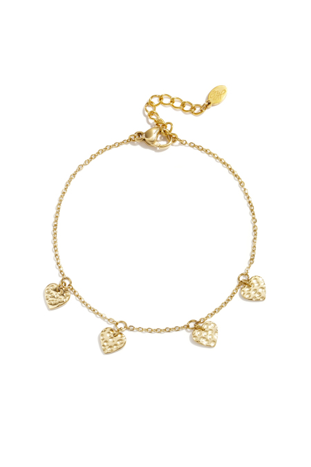 Bracelets à breloques en acier inoxydable en forme de cœur, collection décontractée et simple pour femmes