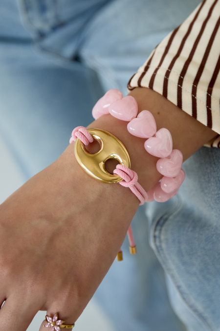 Bracelet de perles avec de grosses perles en forme de cœur 2
