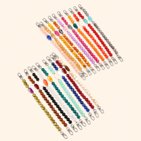Chaîne de téléphone en plastique de couleur assortie, perles de forme irrégulière décontractées, série simple 2