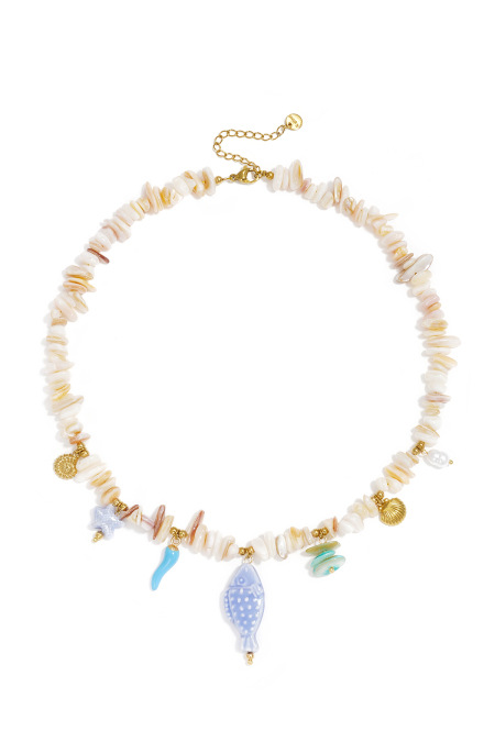 Colliers de perles de pierre, motif poisson, vacances, plage, collection romantique, bijoux pour femmes