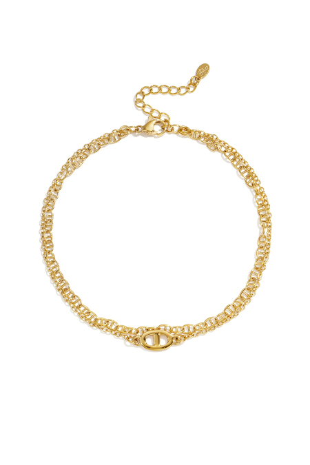 Double bracelet de cheville à motif de maillons ovales